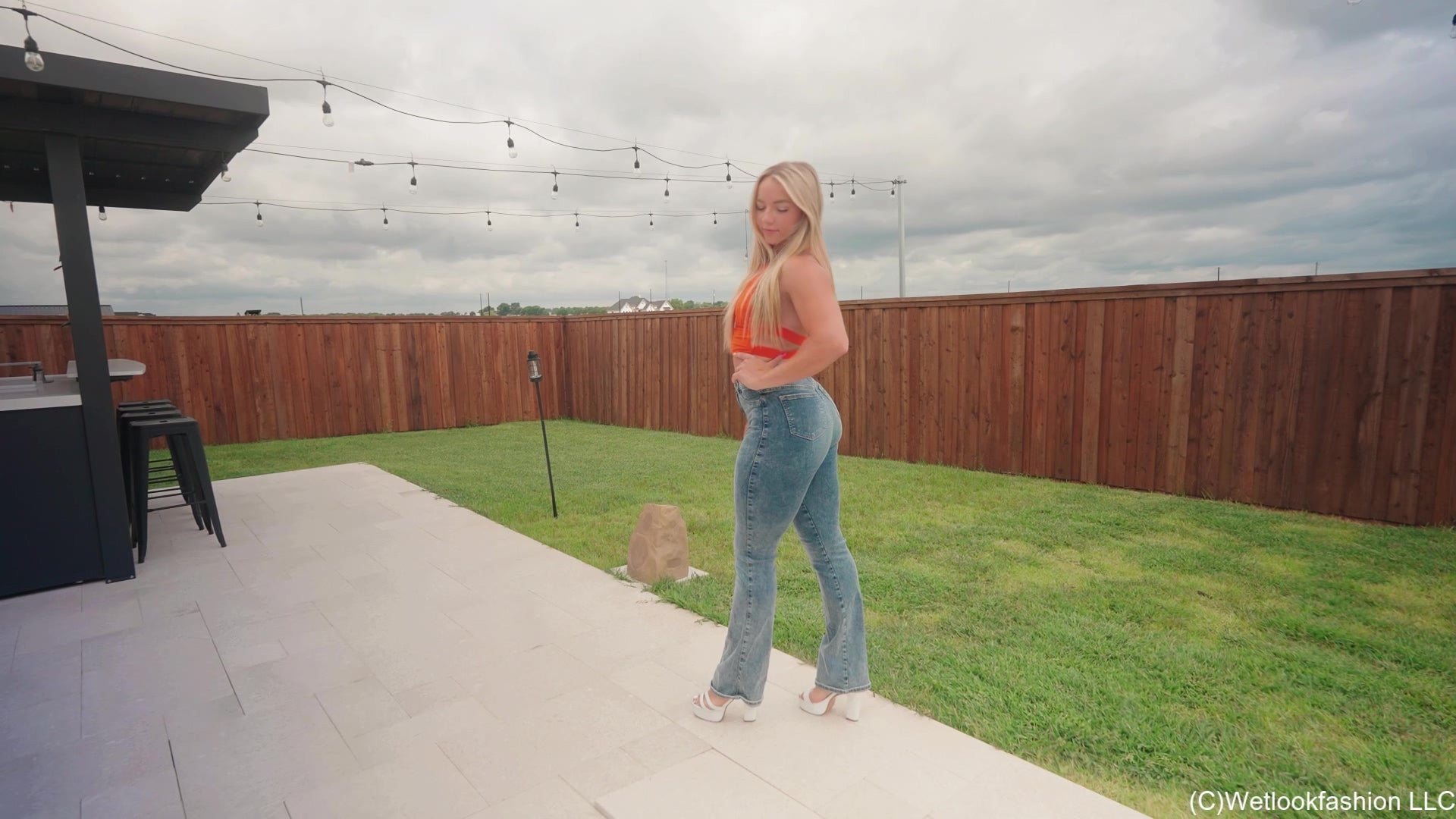 Introducing Brinley Getting Wet in Skinny Jeans and Crop Top
