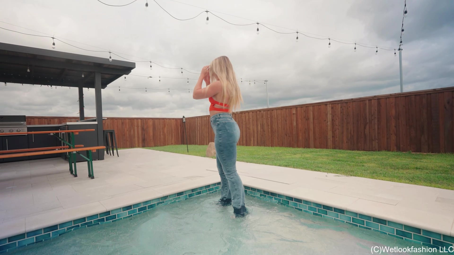 Introducing Brinley Getting Wet in Skinny Jeans and Crop Top
