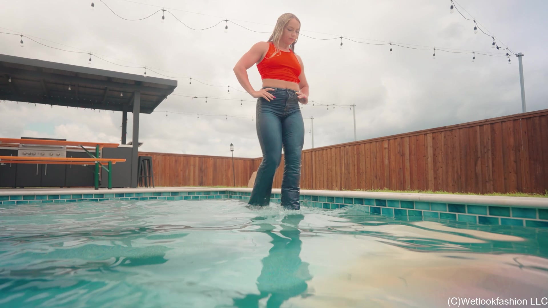 Introducing Brinley Getting Wet in Skinny Jeans and Crop Top