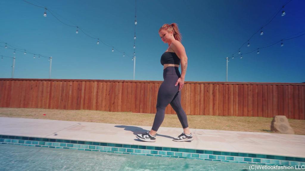 Introducing Presley Swimming in a Legging Outfit