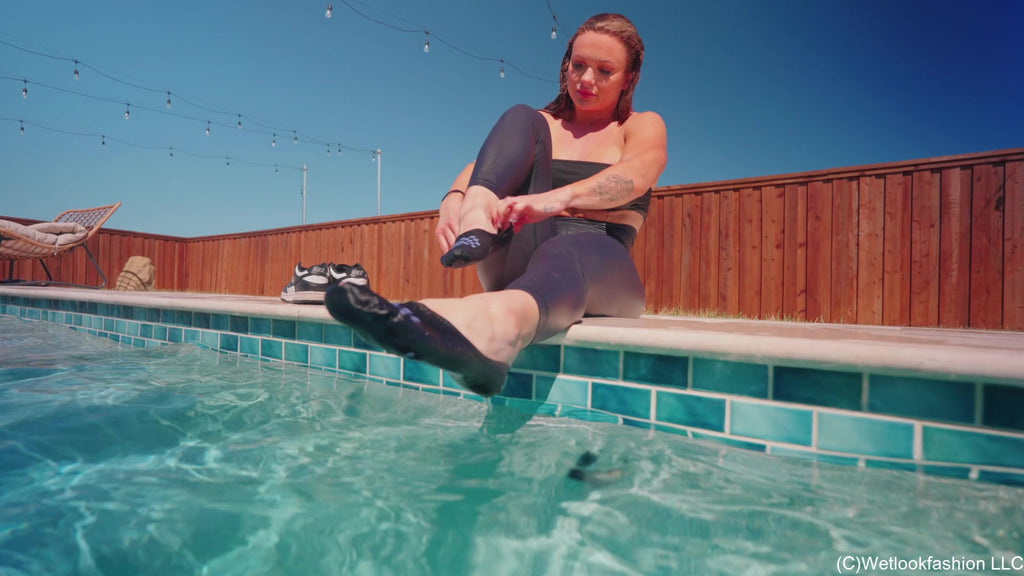 Introducing Presley Swimming in a Legging Outfit