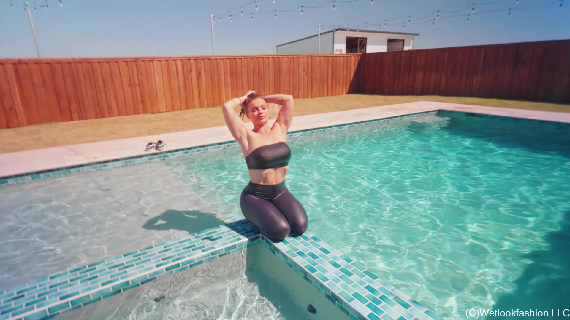 Introducing Presley Swimming in a Legging Outfit