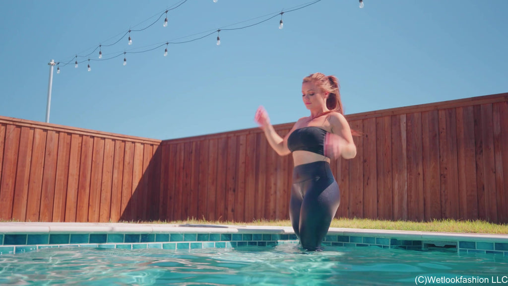 Introducing Presley Swimming in a Legging Outfit