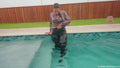 Iris Celebrates with a Fully Clothed Jump in the Pool