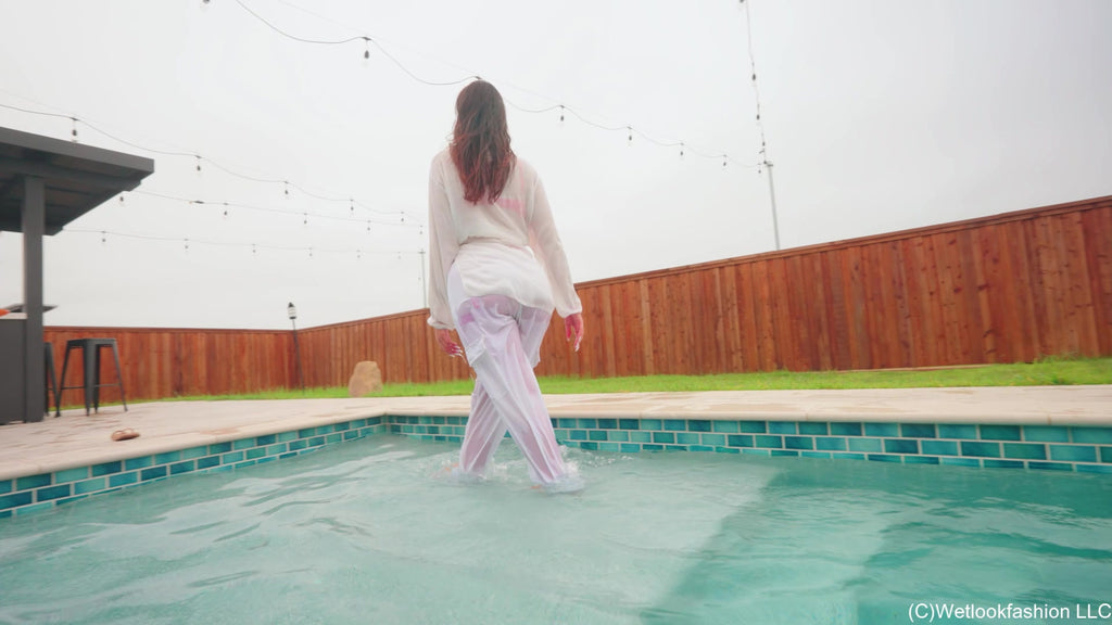 Iris Swims in Sheer White and Lingerie
