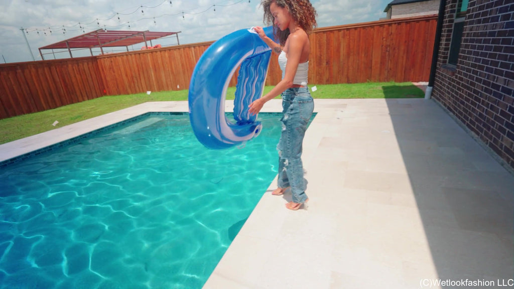 Jasmine Goes for a Swim in Jeans, a White Top and Heels