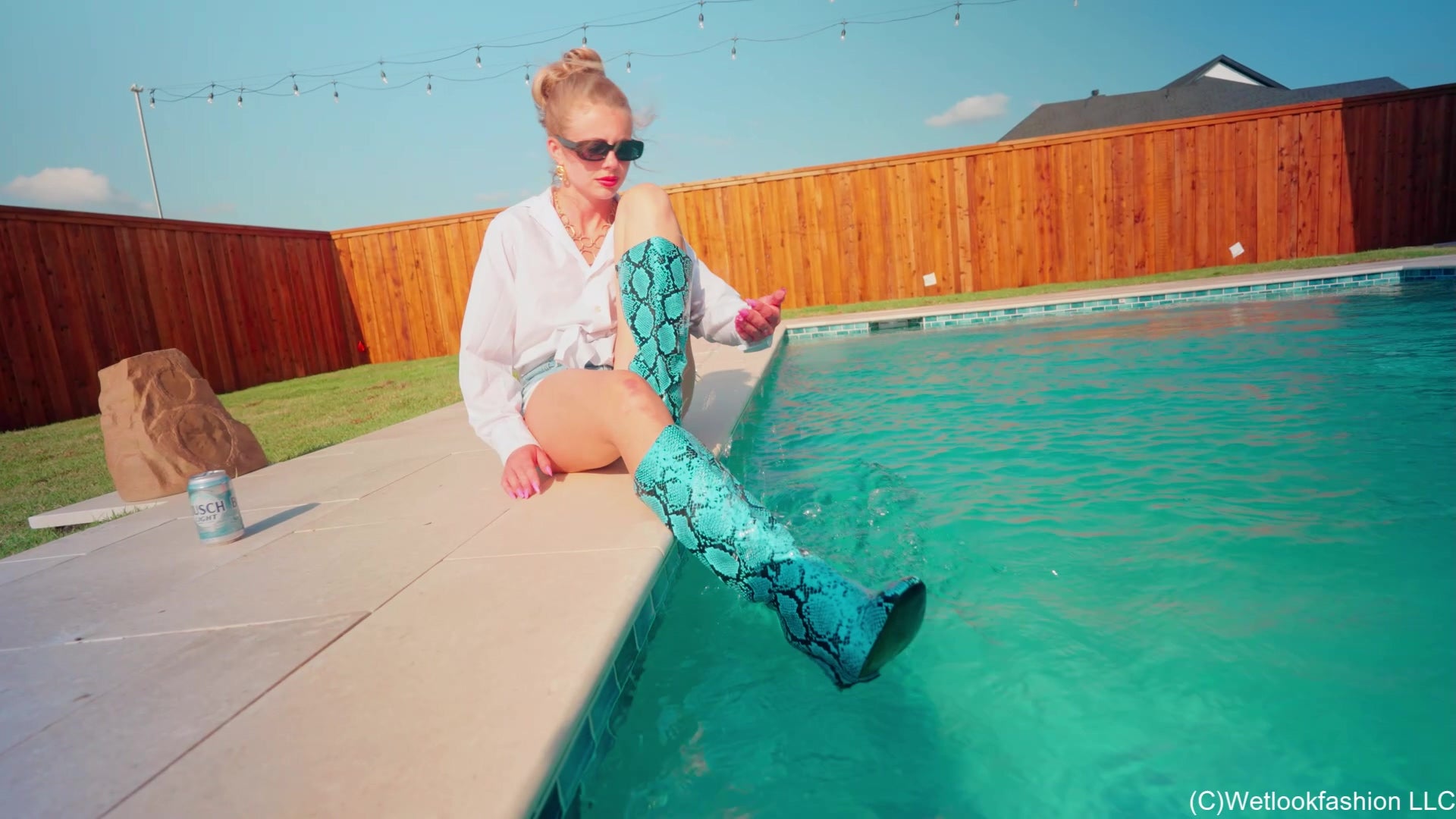 Jeans Shorts, Boot and Shirt Wetness with Joy