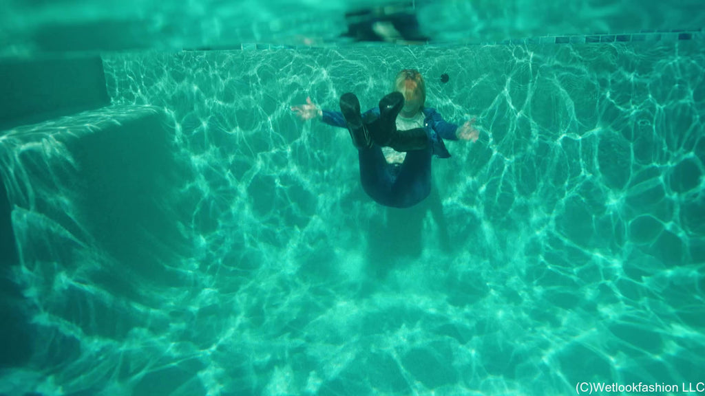 Jessica Goes for a Swim in Jeans and Shiny Boots