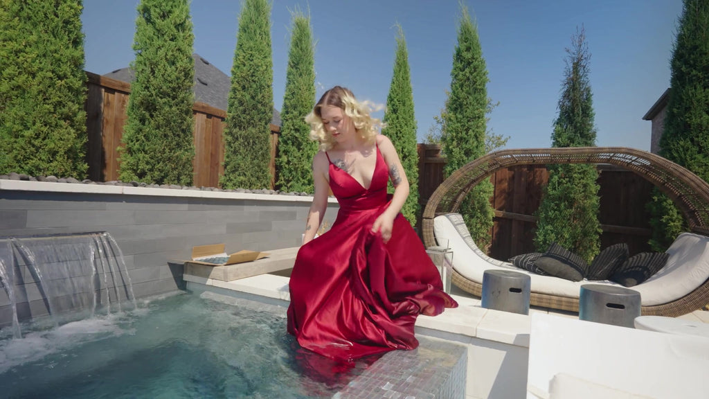 Jessica Swims in a Red Ball Gown