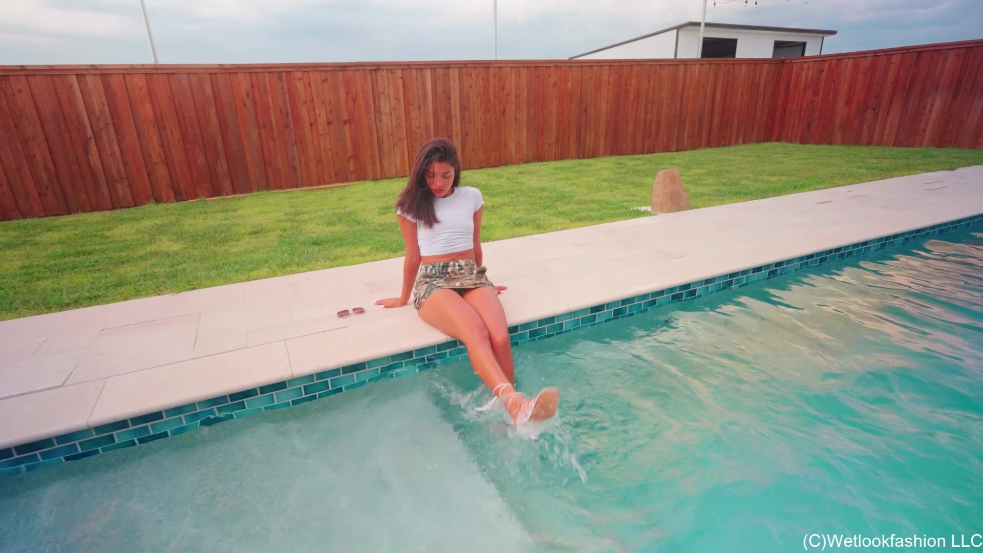 Jolissa Gets Wet in a Mini Skirt and a White Shirt