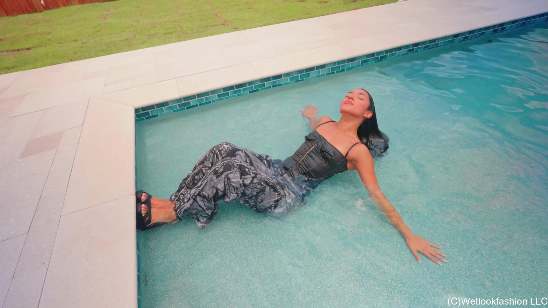 Jolissa Takes a Dip in Camo Cargos, Satin Top and Heels