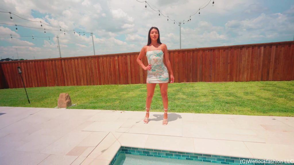 Jolissa Takes a Dip in the Pool Wearing a Hot Mini Dress