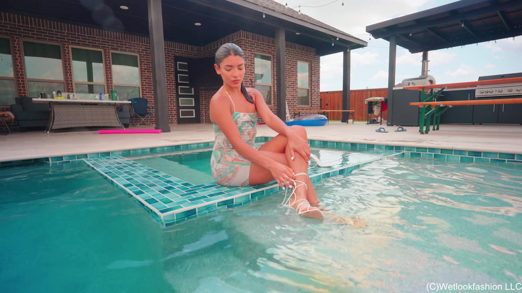 Jolissa Takes a Dip in the Pool Wearing a Hot Mini Dress