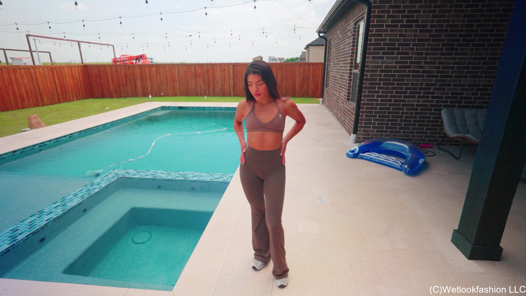 Jolissa's First Fully Clothed Swim Wearing Yoga Gear