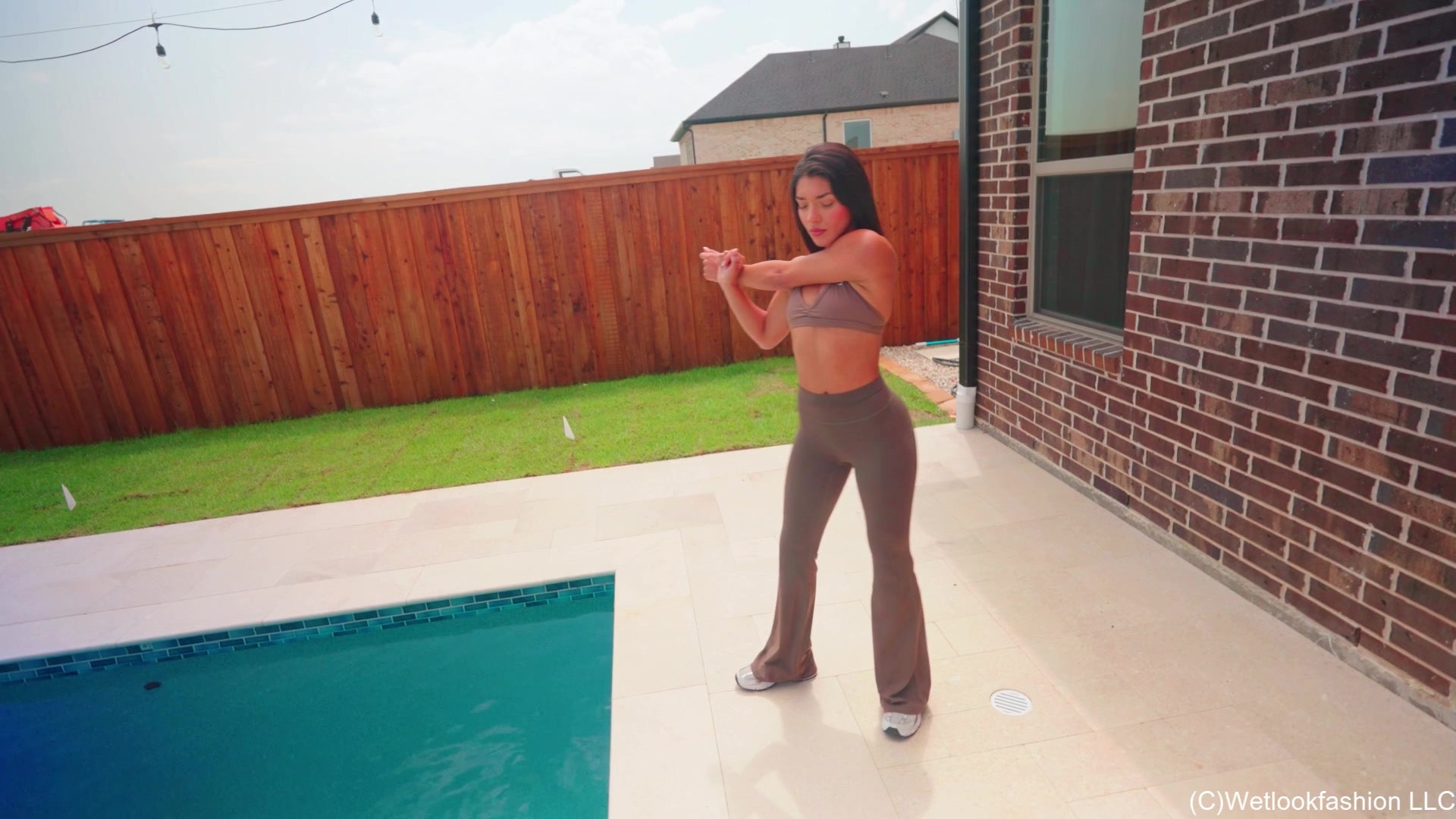 Jolissa's First Fully Clothed Swim Wearing Yoga Gear