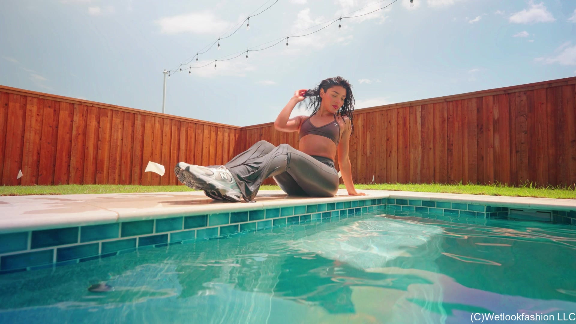 Jolissa's First Fully Clothed Swim Wearing Yoga Gear