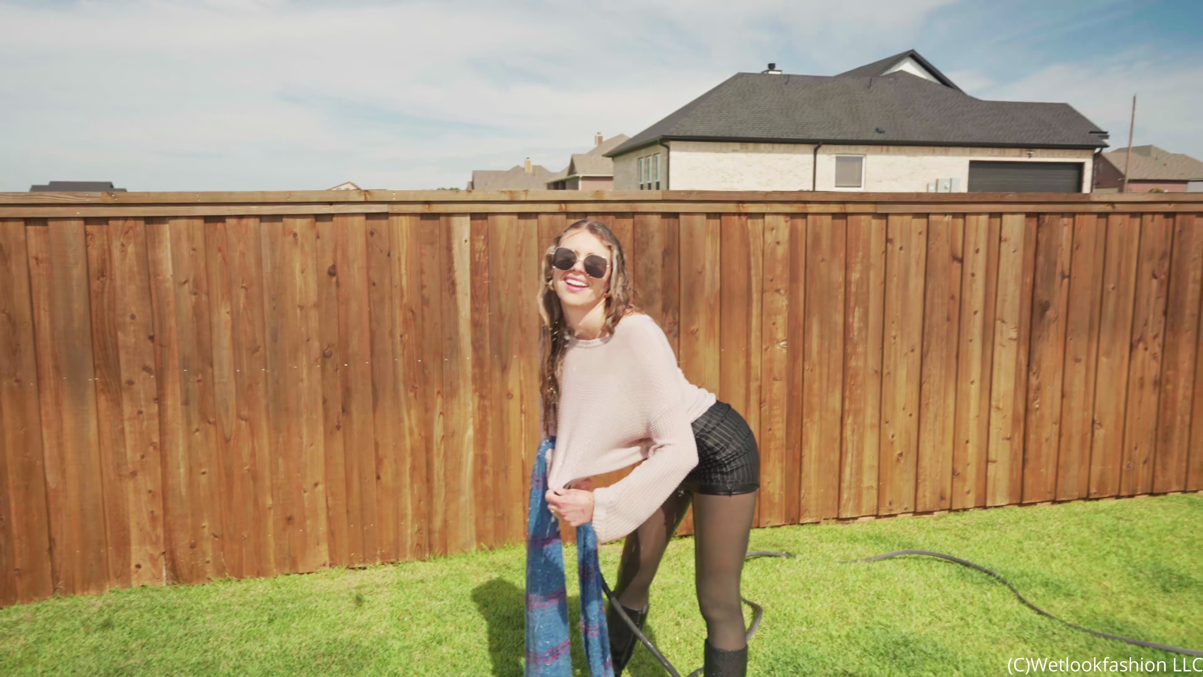 Joy Soaks Her Business Skirt Outfit in the Pool