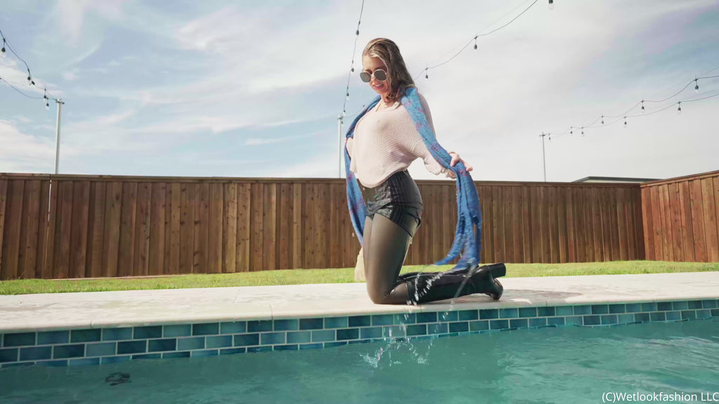 Joy Soaks Her Business Skirt Outfit in the Pool