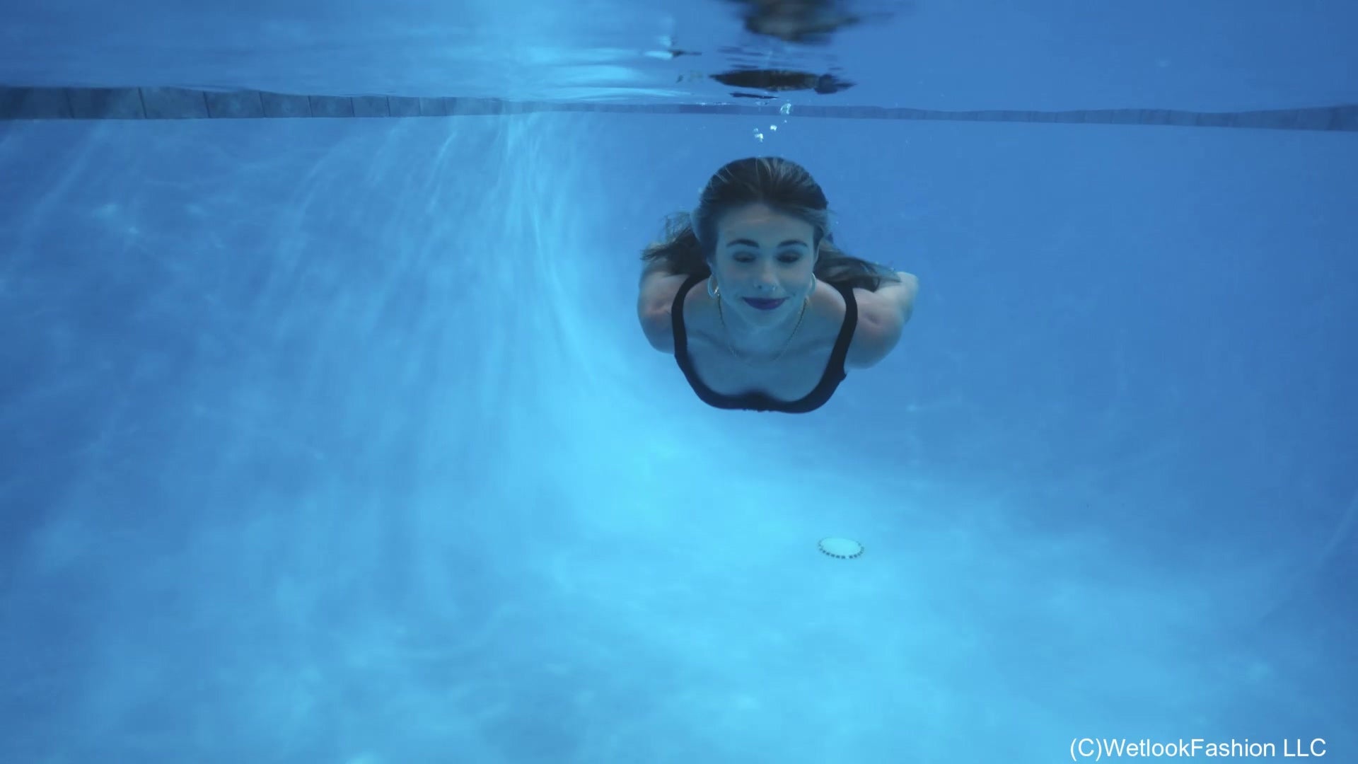 Joy's First Dive into the Pool Wearing a Hot Leather Outfit