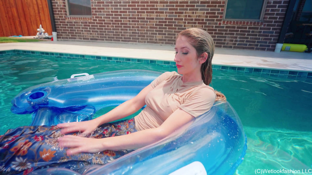 Kate Goes for a Swim in a Tight Shirt and Satin Pants