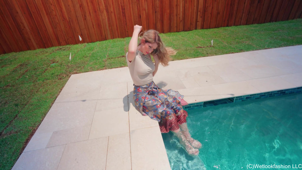Kate Goes for a Swim in a Tight Shirt and Satin Pants