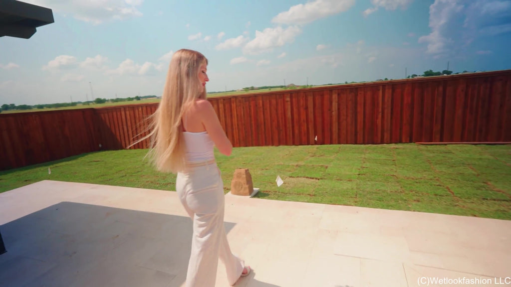 Kate Gets Wet in White and Beige