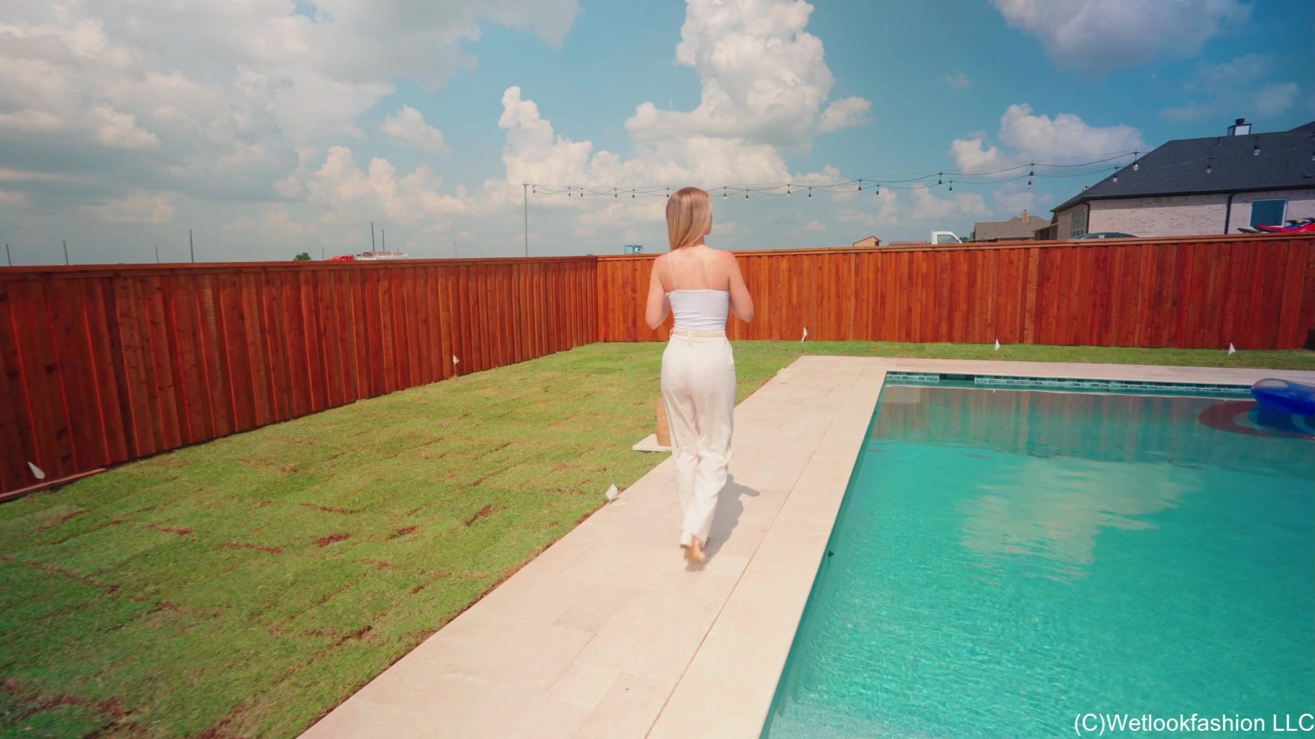 Kate Gets Wet in White and Beige
