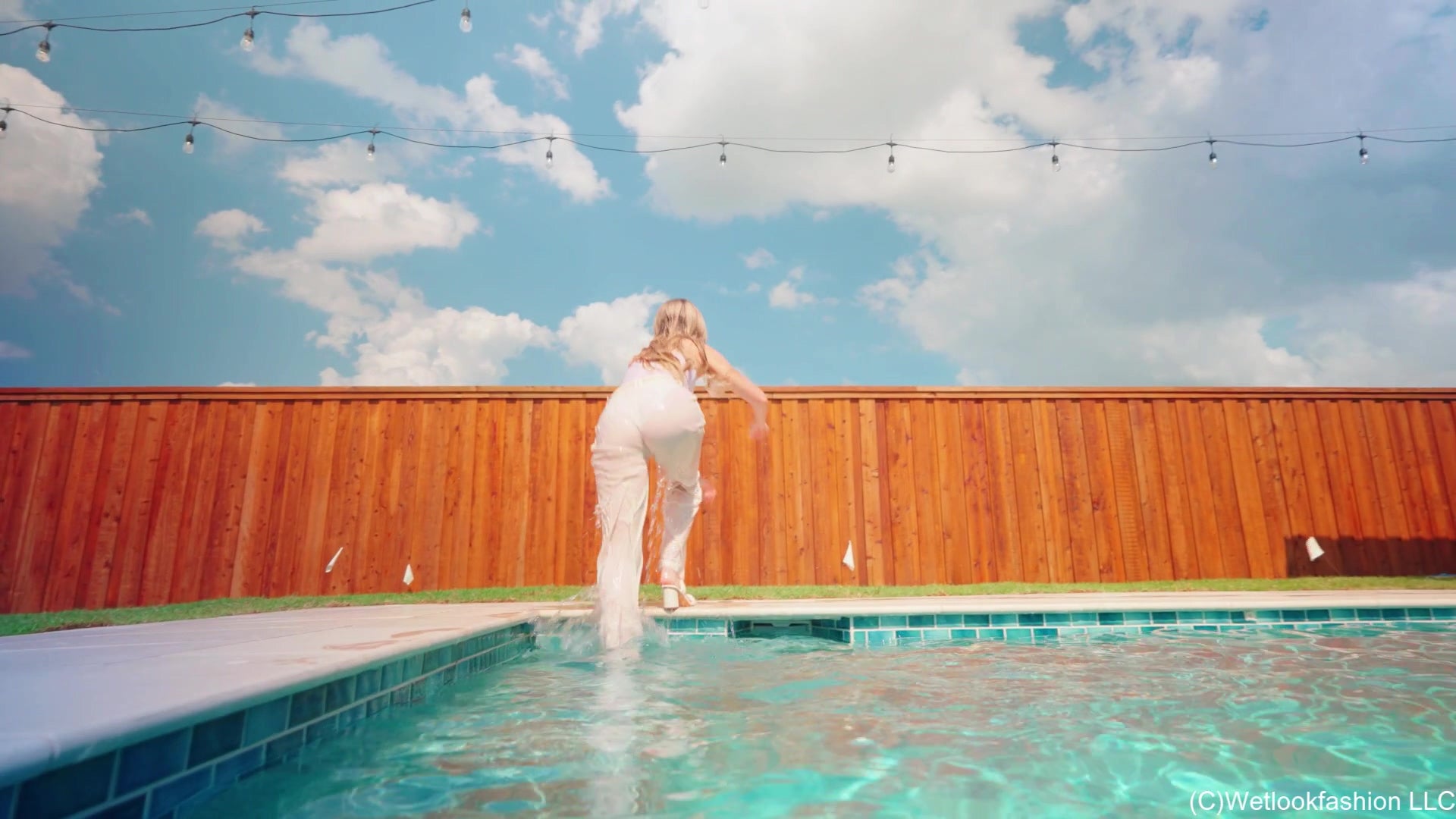 Kate Gets Wet in White and Beige