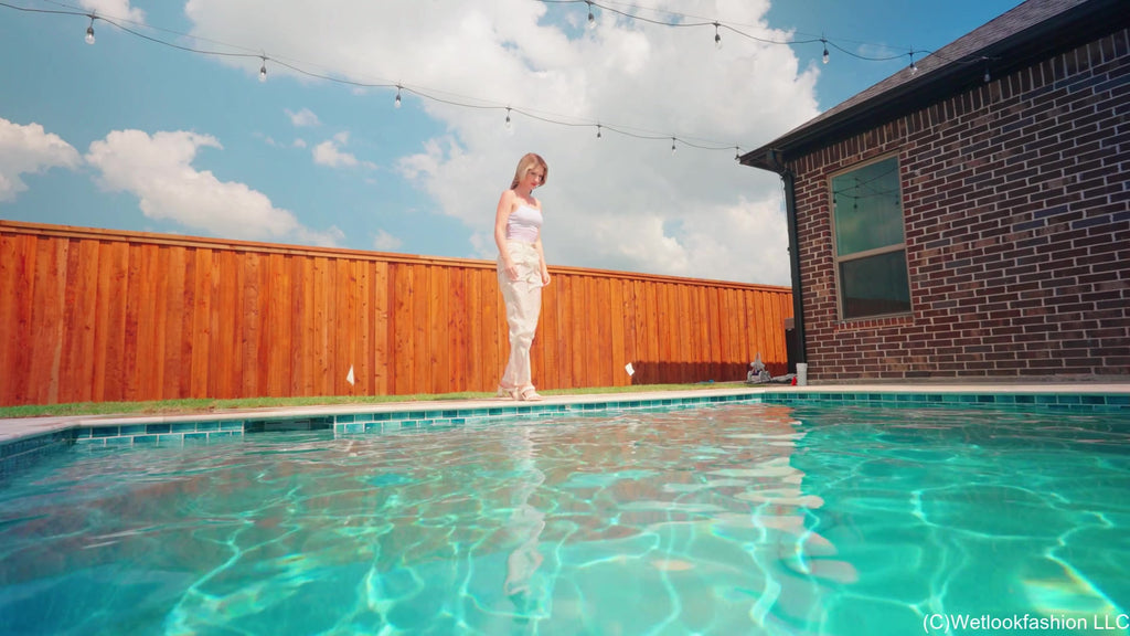 Kate Gets Wet in White and Beige