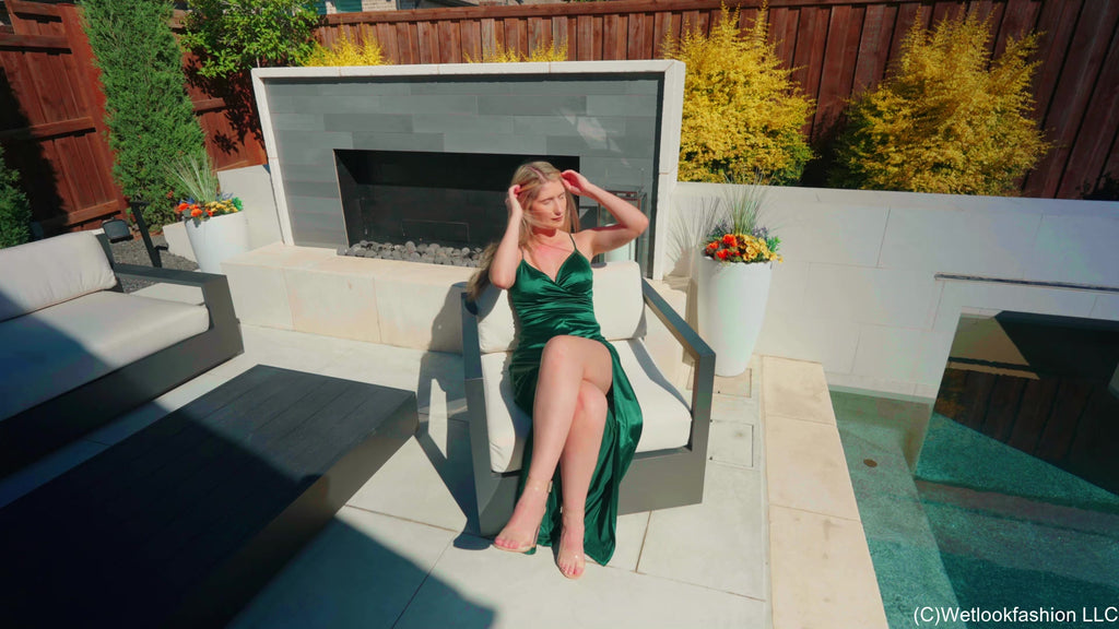 Kate Swims in a Green Satin Dress