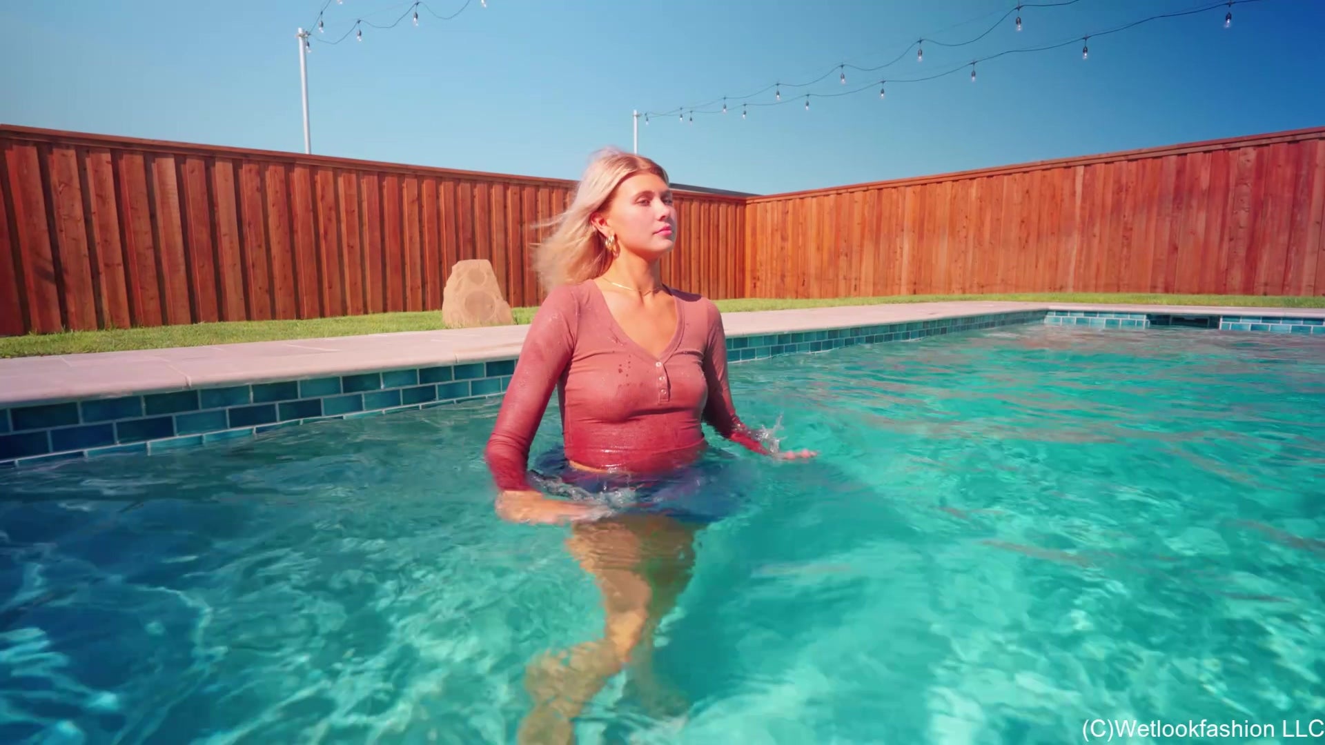 Katie Gets Wet in A Jeans Mini Skirt and a Bodysuit
