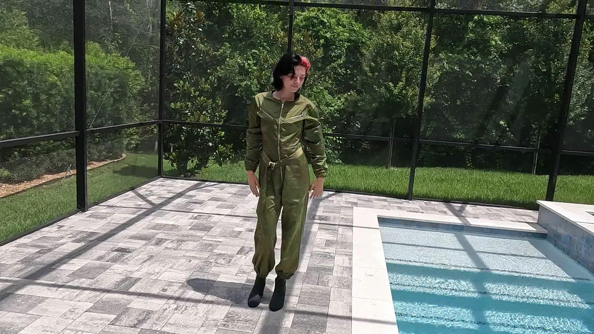 Kilo Swims in Two Nylon Outfits