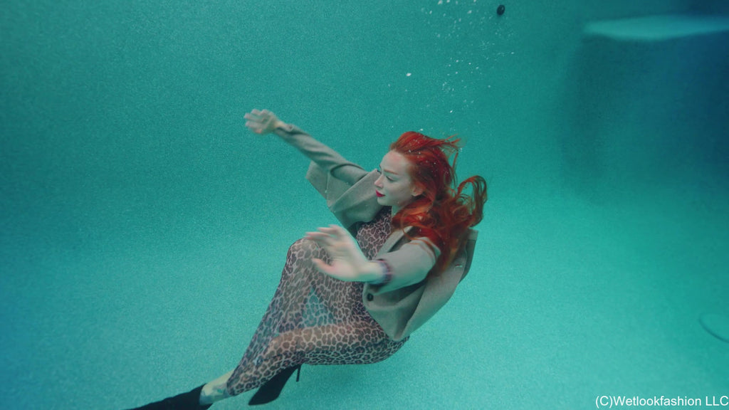 Krispeachi's Pool Dip in a Sheer Maxi Dress, Coat and Boots