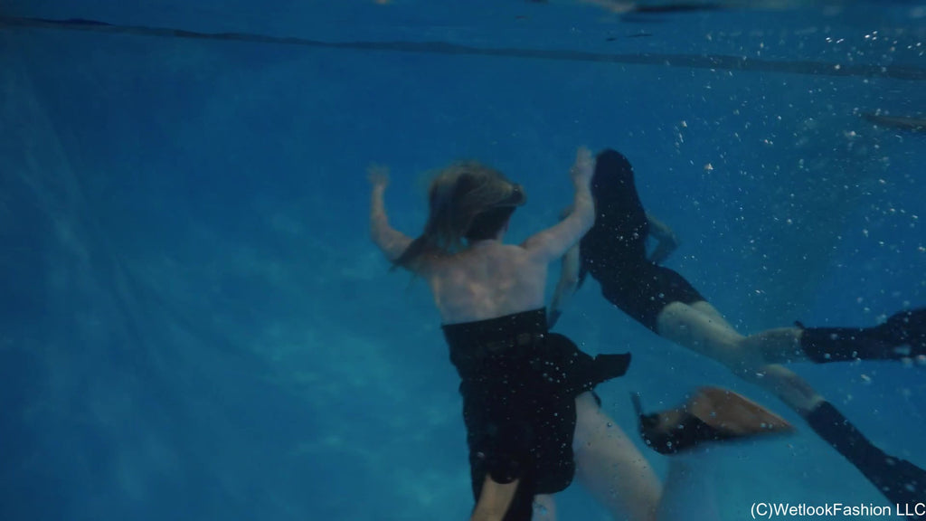Lexie and Mandi Hit Pool Wearing Faux Leather Dresses