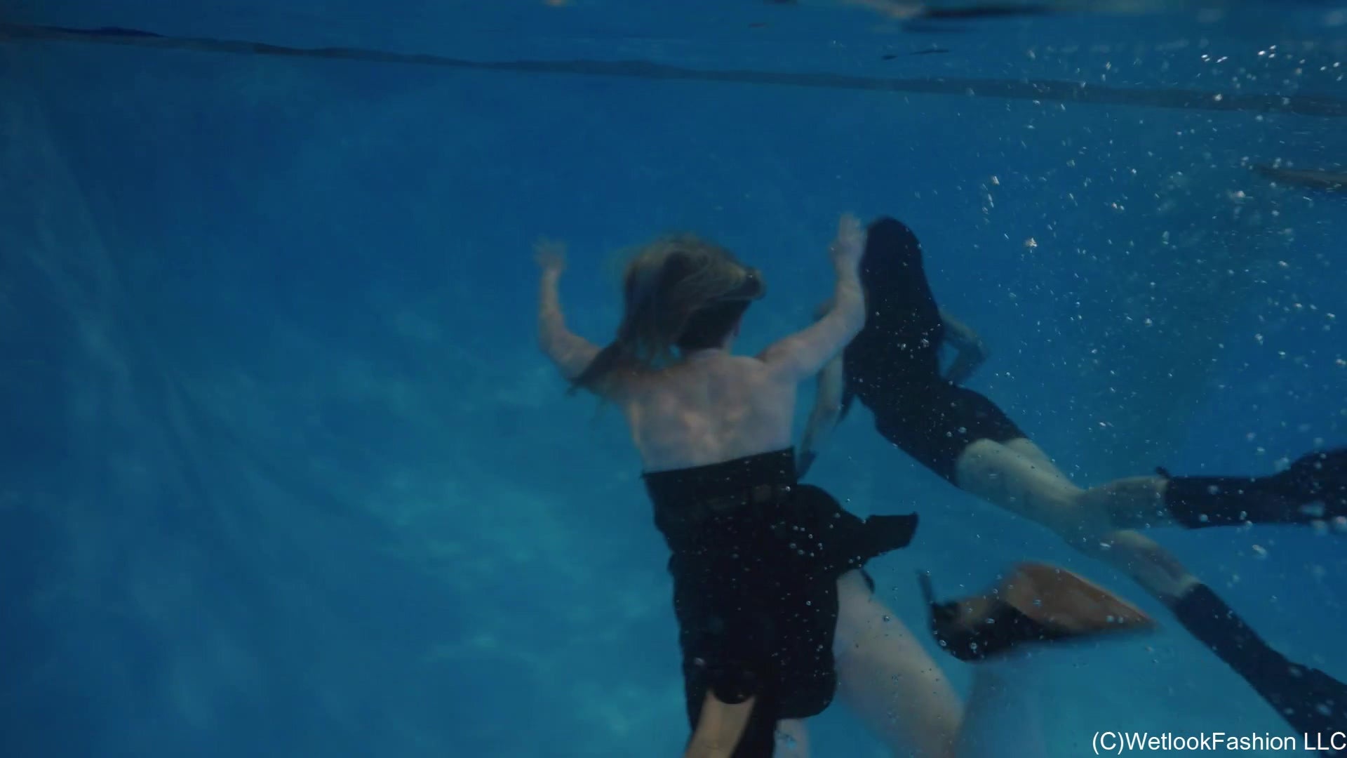 Lexie and Mandi Hit Pool Wearing Faux Leather Dresses