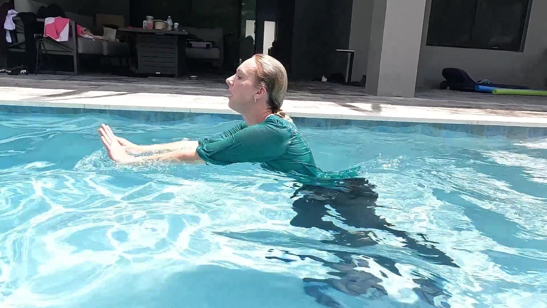 Lexie and Mandi Swim in Leather