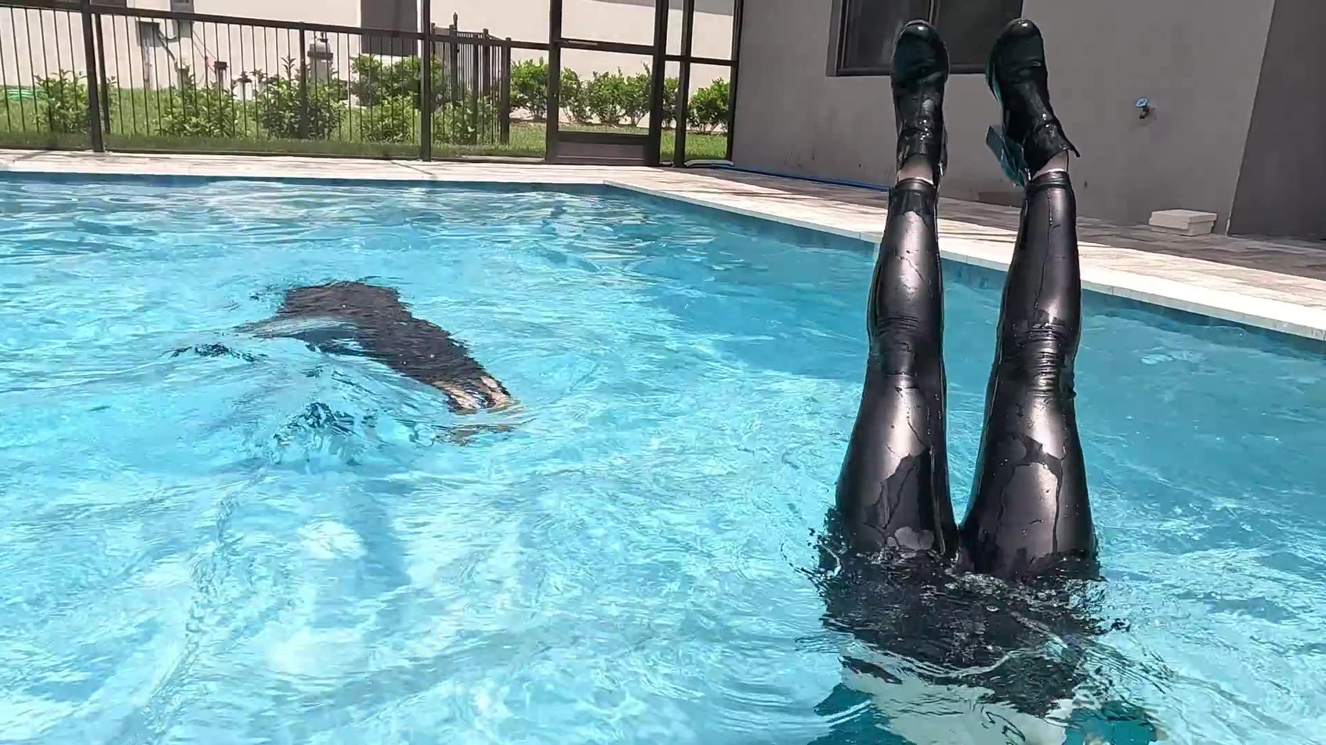 Lexie and Mandi Swim in Leather