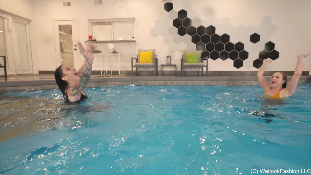 Lexie and Mandi - Pool Shenanigans in Jeans Outfits