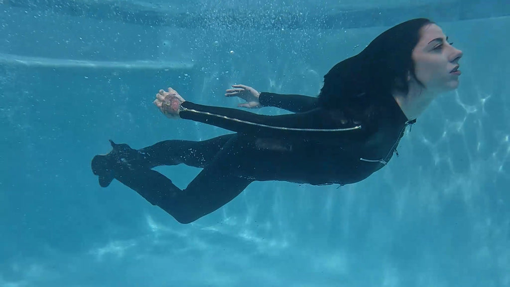 Lexie Swims in a PU Leather Jumpsuit