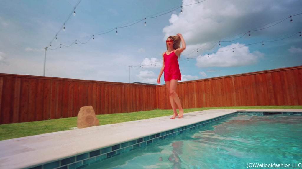 Lila Gets Swims in a Red Nightgown