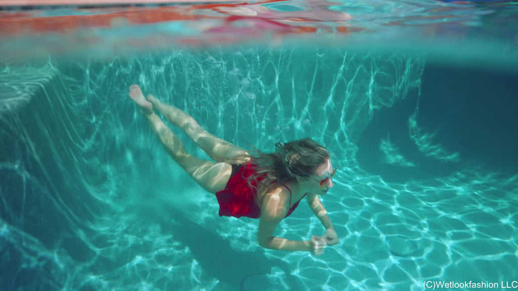 Lila Gets Swims in a Red Nightgown