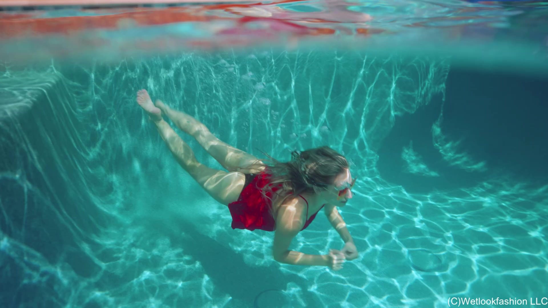 Lila Gets Swims in a Red Nightgown