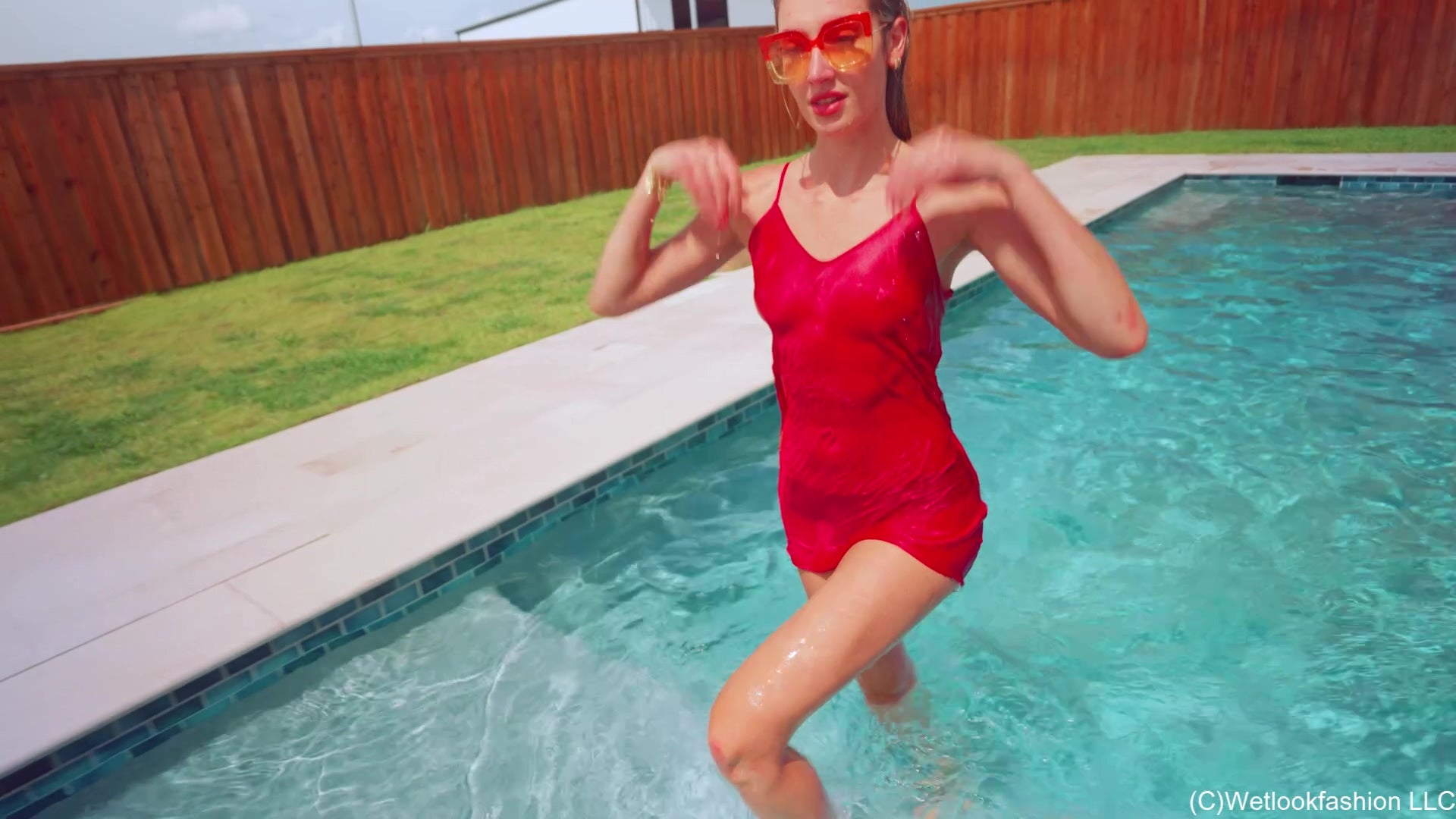 Lila Gets Swims in a Red Nightgown