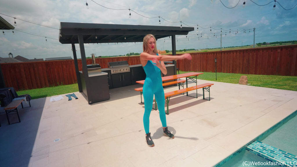 Lila Soaks Her Skin Tight Jumpsuit