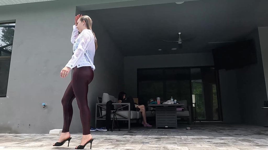 Mandi Enjoys the Pool Wearing Red and White