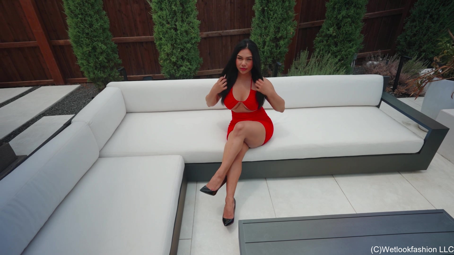 Maria Gets Wet in an Red Mini Dress