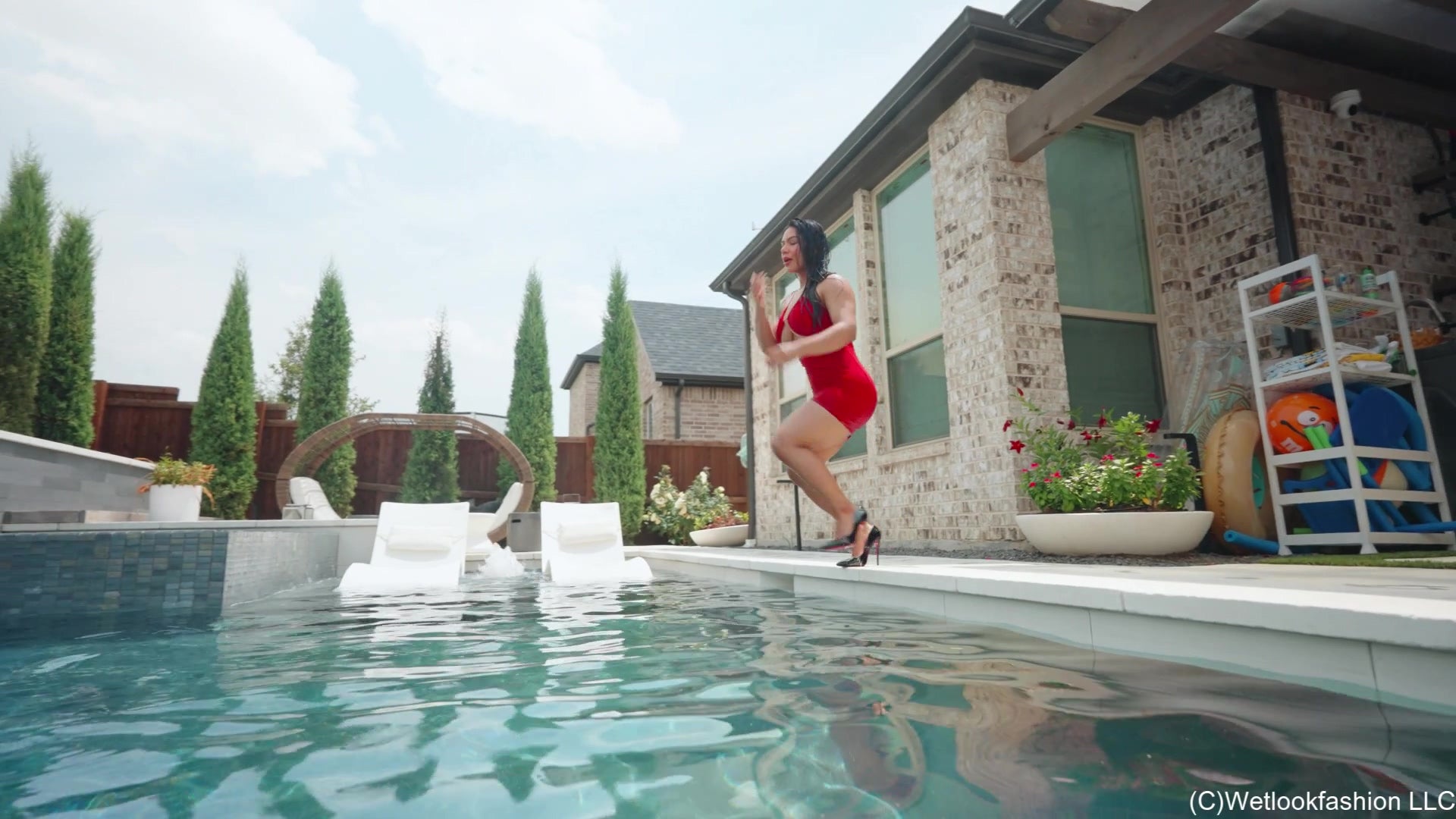 Maria Gets Wet in an Red Mini Dress