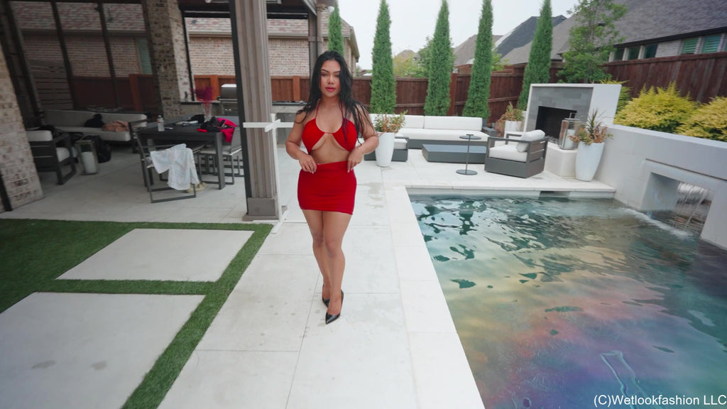 Maria Gets Wet in an Red Mini Dress
