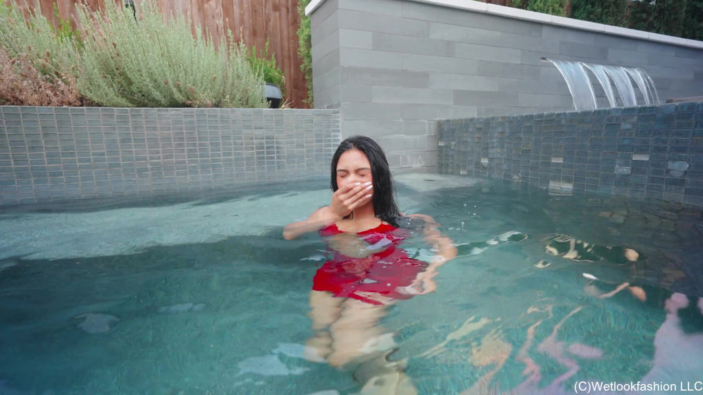 Maria Gets Wet in an Red Mini Dress