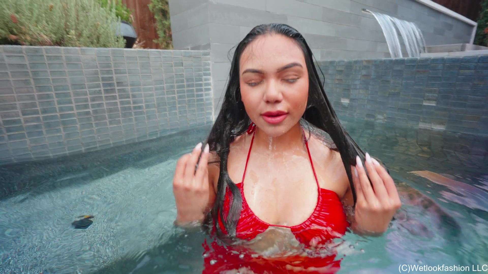 Maria Gets Wet in an Red Mini Dress